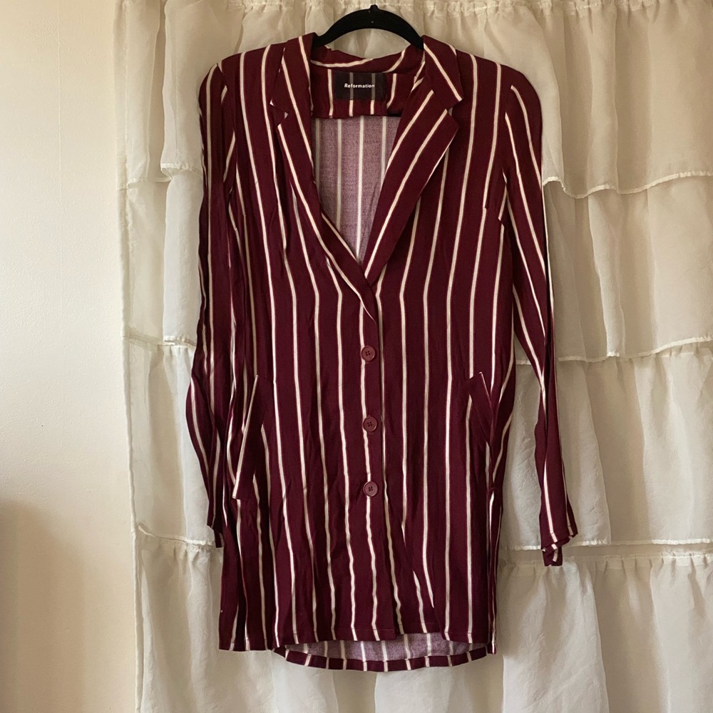 reformation striped blazer dress